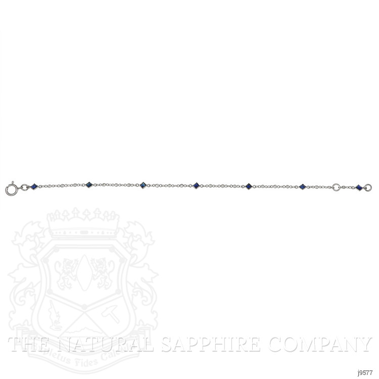 0.86 Ct.Tw. Blue Sapphire and White Sapphire Bezel Bracelet, 18K White Gold