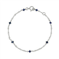 0.86 Ct.Tw. Blue Sapphire and White Sapphire Bezel Bracelet, 18K White Gold Image