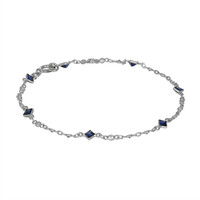 0.86 Ct.Tw. Blue Sapphire and White Sapphire Bezel Bracelet, 18K White Gold Image