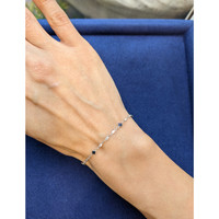 0.86 Ct.Tw. Blue Sapphire and White Sapphire Bezel Bracelet, 18K White Gold Life Style