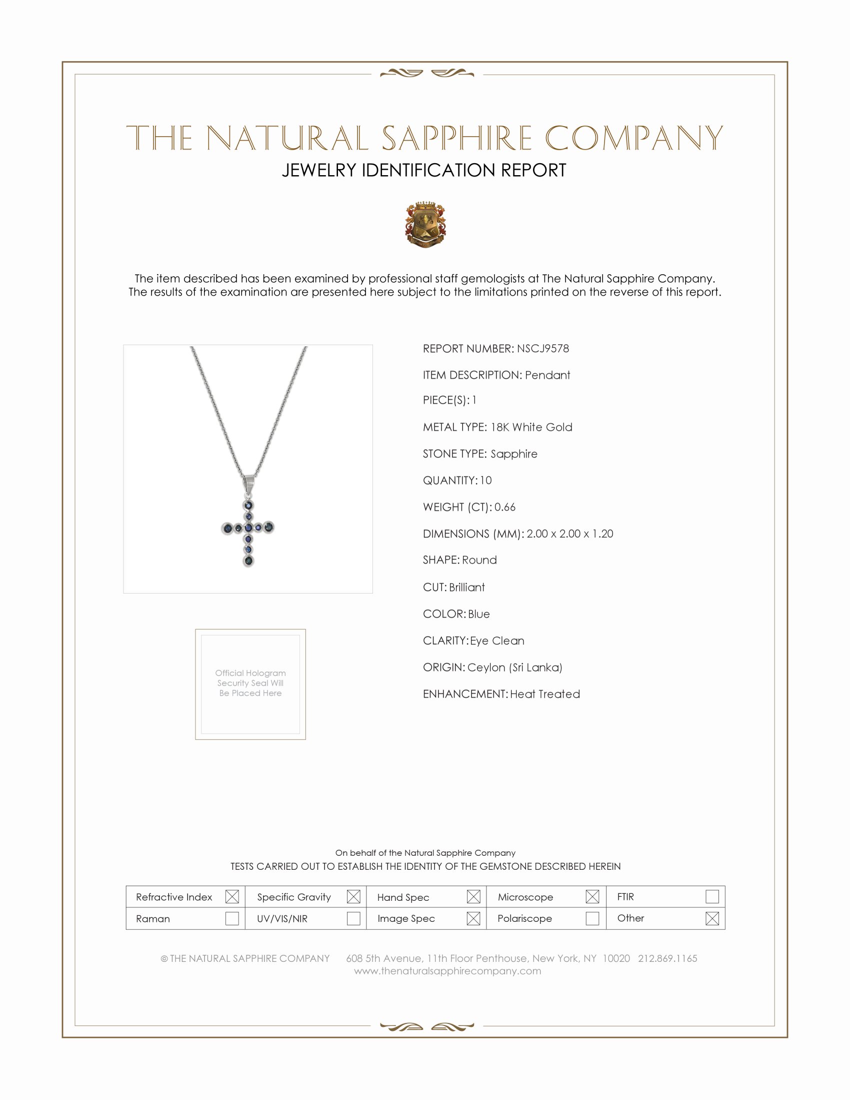 0.66 Ct. Blue Sapphire Bezel Pendant, 18K White Gold