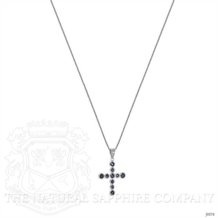 0.66 Ct. Blue Sapphire Bezel Pendant, 18K White Gold