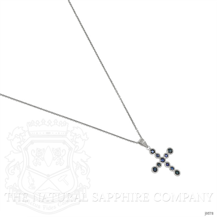 0.66 Ct. Blue Sapphire Bezel Pendant, 18K White Gold