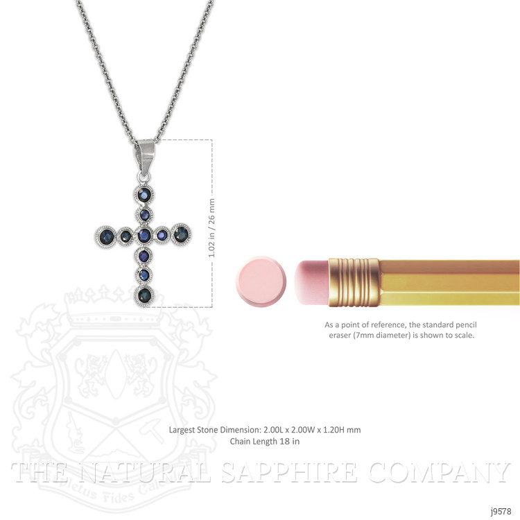 0.66 Ct. Blue Sapphire Bezel Pendant, 18K White Gold