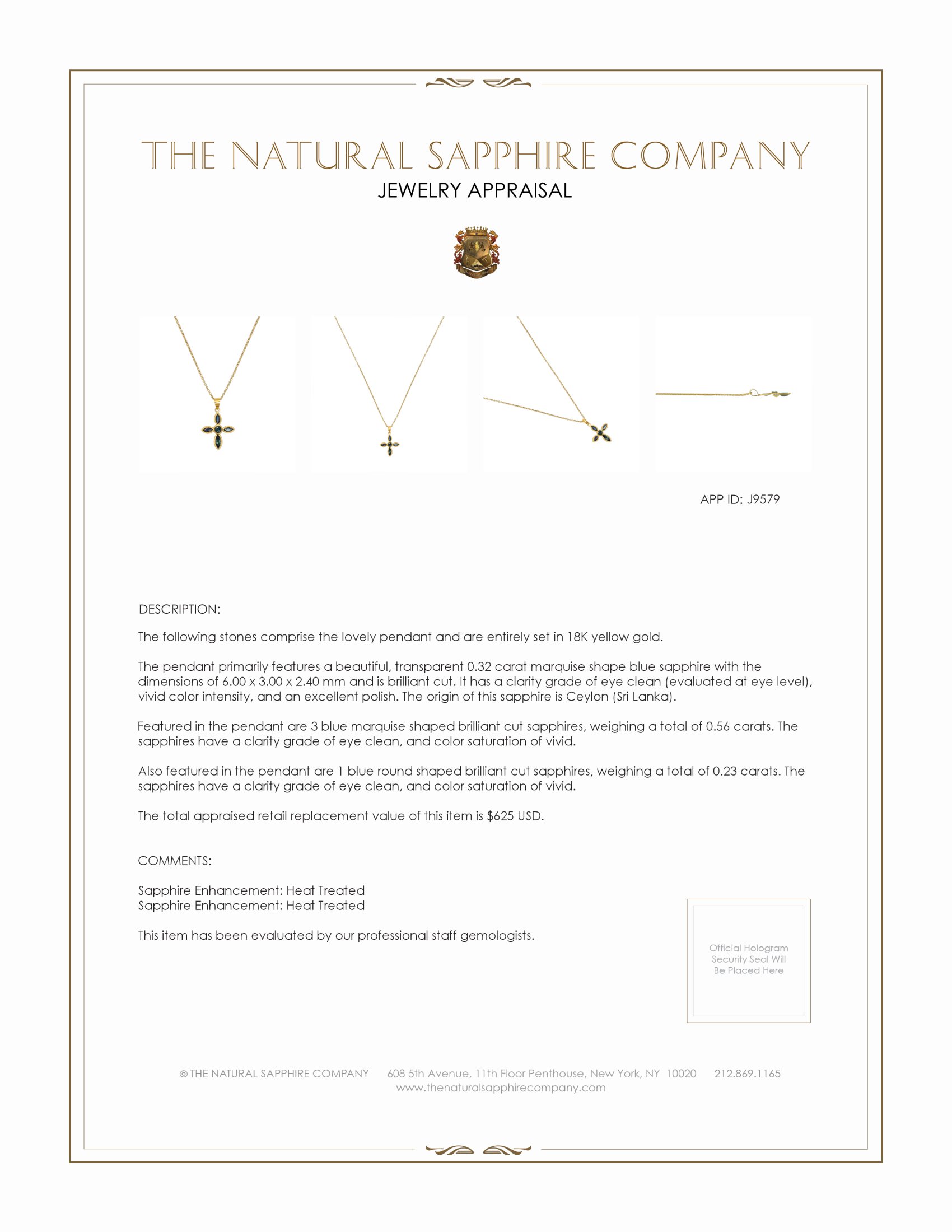 0.32 Ct. Blue Sapphire Bezel Pendant, 18K Yellow Gold