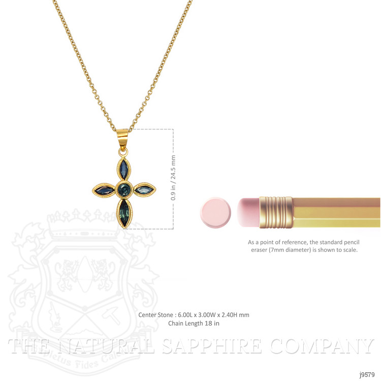 0.32 Ct. Blue Sapphire Bezel Pendant, 18K Yellow Gold