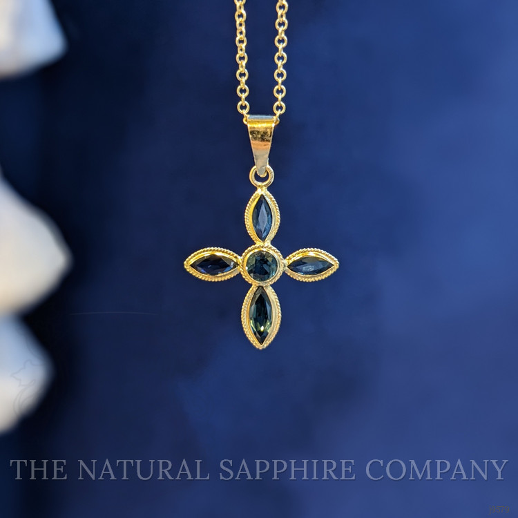 0.32 Ct. Blue Sapphire Bezel Pendant, 18K Yellow Gold