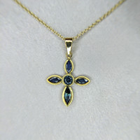 0.32 Ct. Blue Sapphire Bezel Pendant, 18K Yellow Gold Life Style