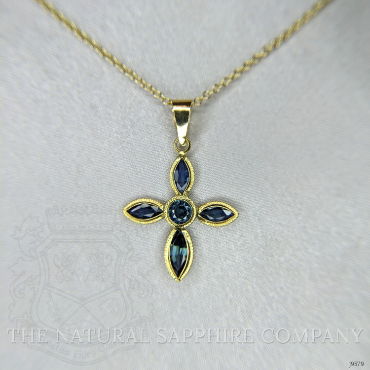 0.32 Ct. Blue Sapphire Bezel Pendant, 18K Yellow Gold