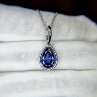1.86 Ct. Color Change Sapphire Solitaire Pendant, 14K White Gold Life Style