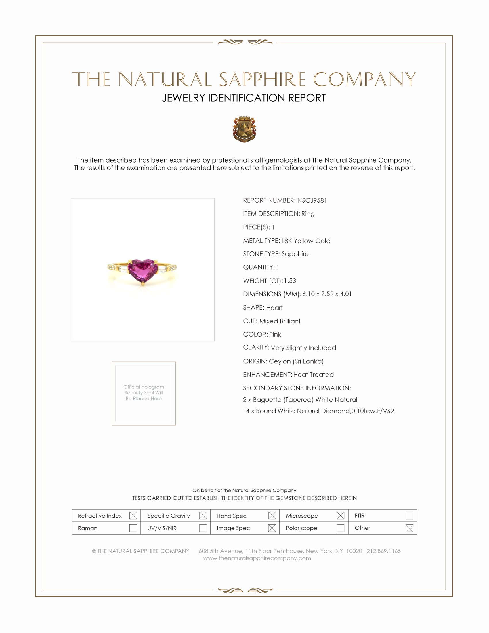 1.53 Ct. Pink Sapphire and Natural Diamond Three Stone Ring, 18K Yellow Gold