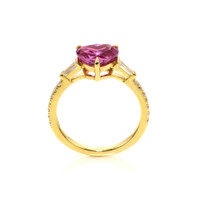 1.53 Ct. Sapphire Natural Diamond Three Stone Ring, 18K Yellow Gold Image