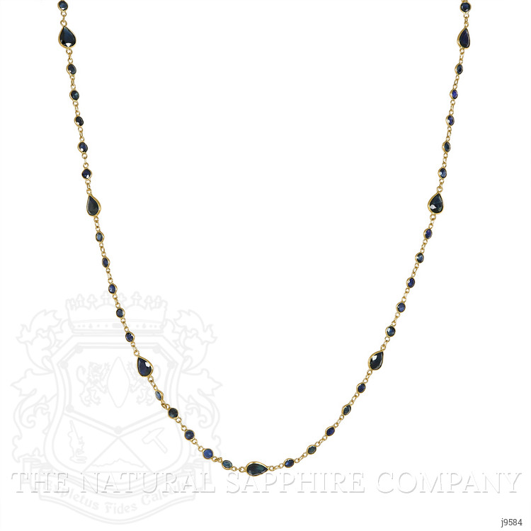 5.85 Ct. Blue Sapphire Bezel Necklace, 18K Yellow Gold