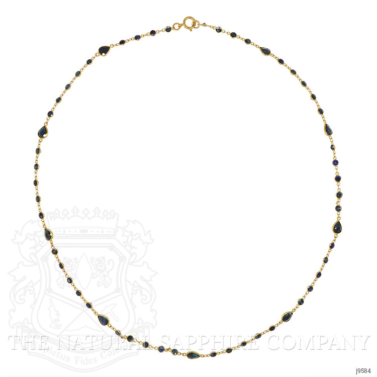5.85 Ct. Blue Sapphire Bezel Necklace, 18K Yellow Gold