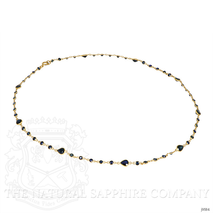 5.85 Ct. Blue Sapphire Bezel Necklace, 18K Yellow Gold