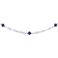 2.24 Ct. Blue Sapphire and White Sapphire Bezel Necklace, 18K White Gold Image