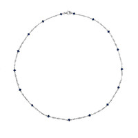 2.24 Ct. Blue Sapphire and White Sapphire Bezel Necklace, 18K White Gold Image