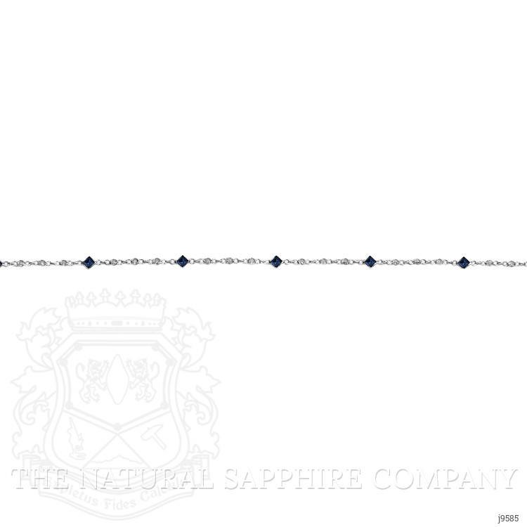 2.24 Ct. Blue Sapphire and White Sapphire Bezel Necklace, 18K White Gold