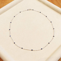 2.24 Ct. Blue Sapphire and White Sapphire Bezel Necklace, 18K White Gold Life Style