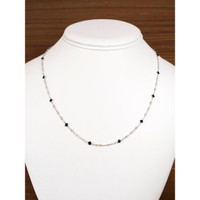 2.24 Ct. Blue Sapphire and White Sapphire Bezel Necklace, 18K White Gold Life Style