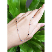 2.24 Ct. Blue Sapphire and White Sapphire Bezel Necklace, 18K White Gold Life Style