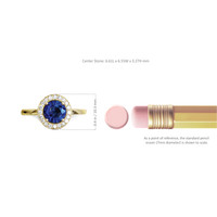 1.07 Ct. Blue Sapphire and Natural Diamond Pave Ring, 18K Yellow Gold Image