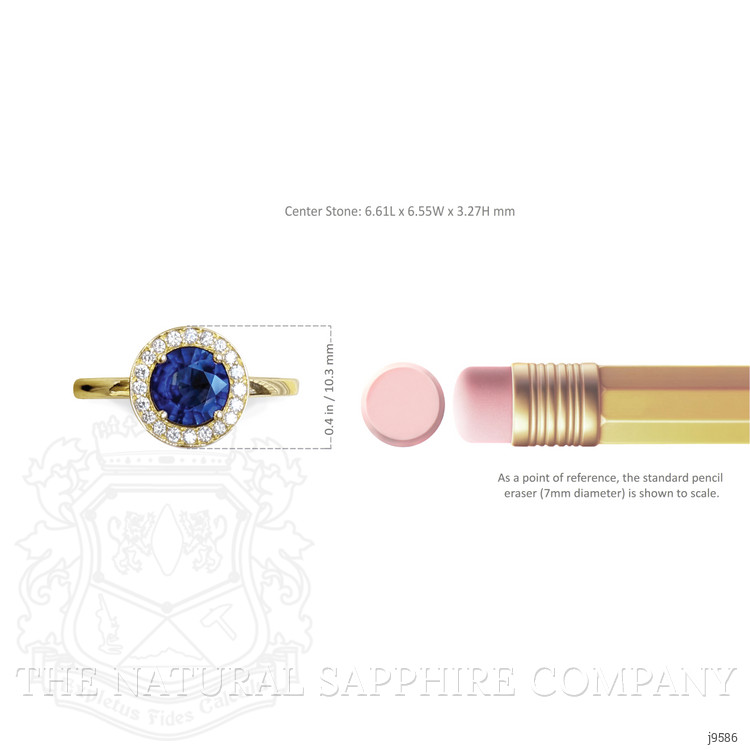 1.07 Ct. Blue Sapphire and Natural Diamond Pave Ring, 18K Yellow Gold