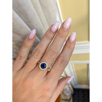 1.07 Ct. Sapphire Natural Diamond Pave Ring, 18K Yellow Gold Life Style