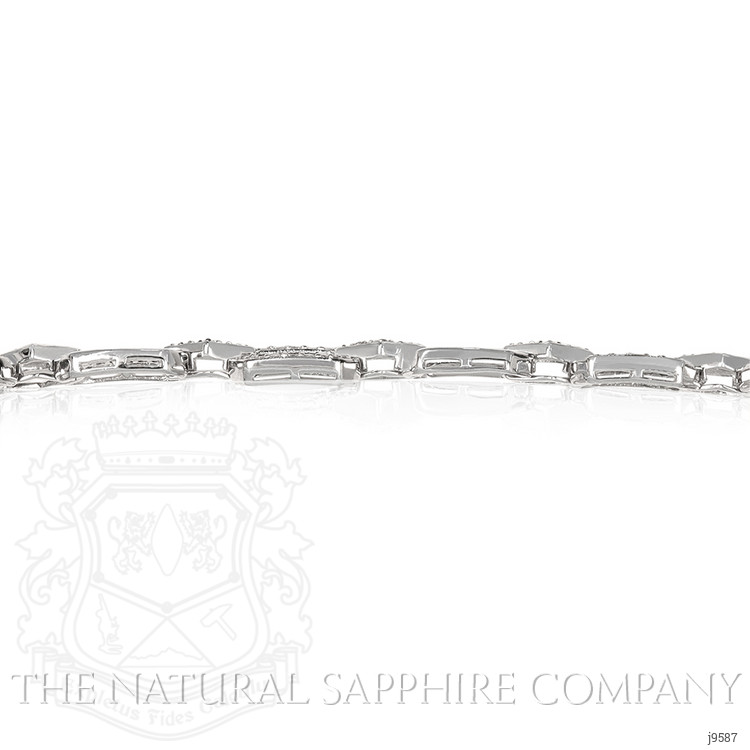 2.90 Ct.Tw. Blue Sapphire and Natural Diamond Pave Bracelet, 18K White Gold