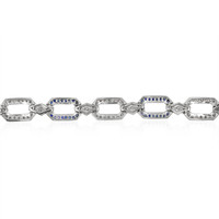 2.90 Ct.Tw. Blue Sapphire and Natural Diamond Pave Bracelet, 18K White Gold Image