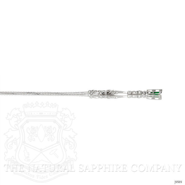 1.09 Ct. Emerald Natural Diamond Antique Style Necklace, 18K White Gold