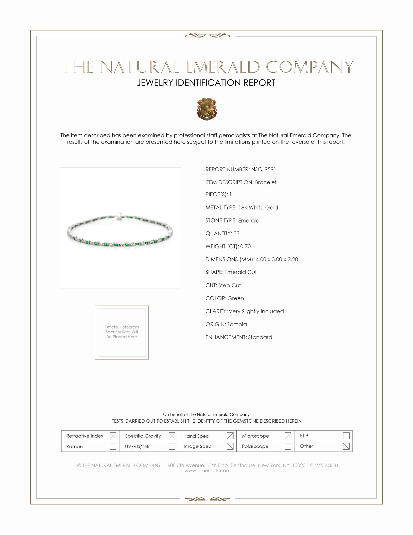 0.70 Ct.Tw. Emerald Bezel Bracelet, 18K White Gold