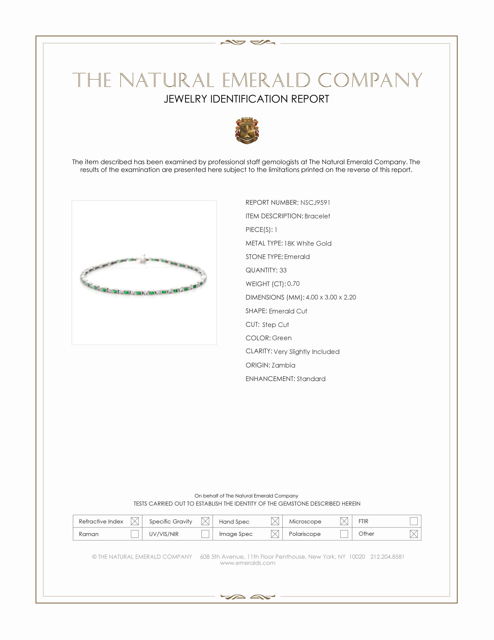 0.70 Ct.Tw. Emerald Bezel Bracelet, 18K White Gold
