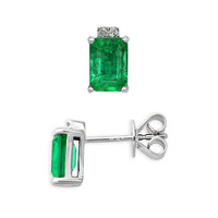 2.06 Ct.Tw. Emerald Natural Diamond Halo Earrings, 14K White Gold Image