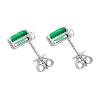 2.06 Ct.Tw. Emerald Natural Diamond Halo Earrings, 14K White Gold Image