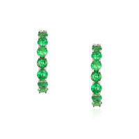 2.68 Ct.Tw.Total Carat Weight Emerald Hoops Earrings, 14K White Gold Video
