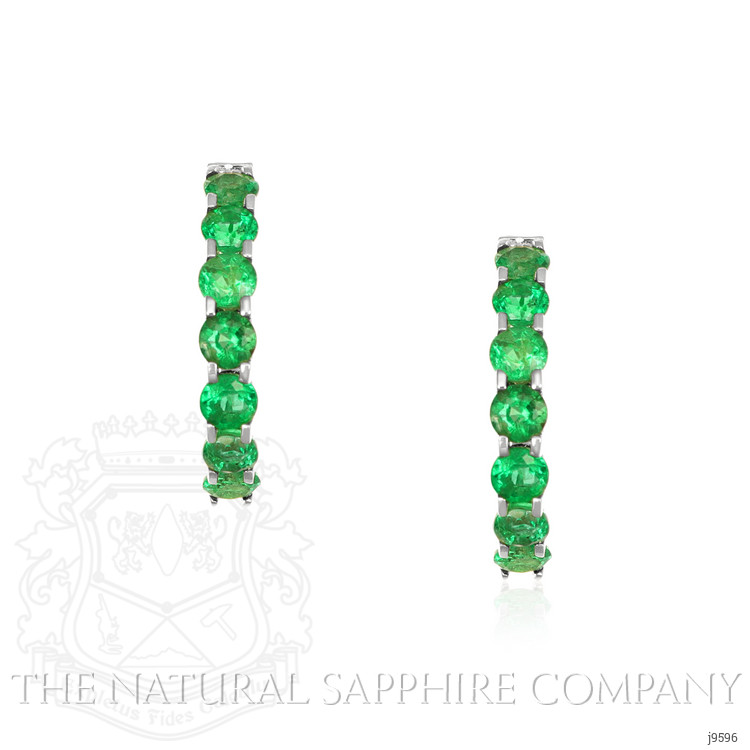 2.68 Ct.Tw. Emerald Hoops Earrings, 14K White Gold