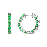 2.68 Ct.Tw.Total Carat Weight Emerald Hoops Earrings, 14K White Gold Image