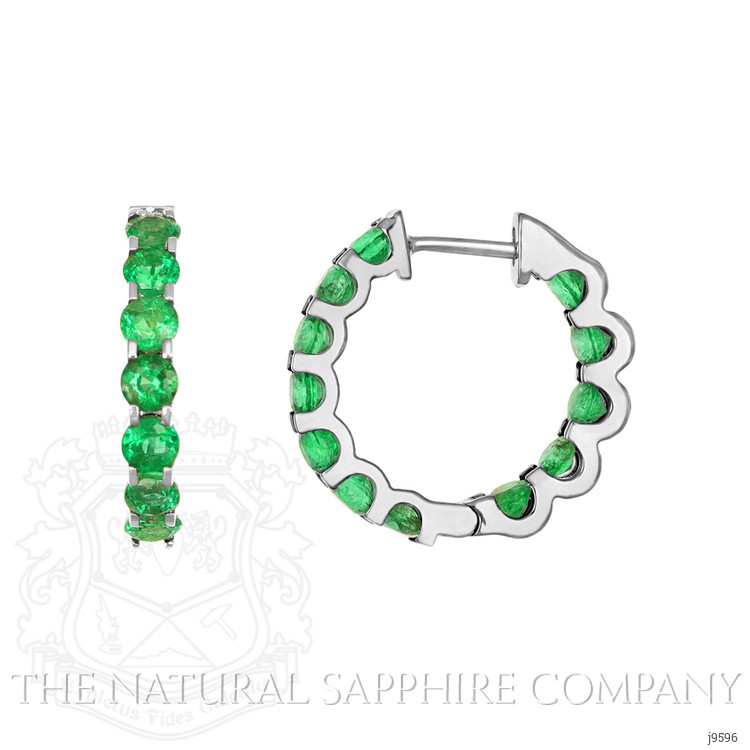 2.68 Ct.Tw. Emerald Hoops Earrings, 14K White Gold
