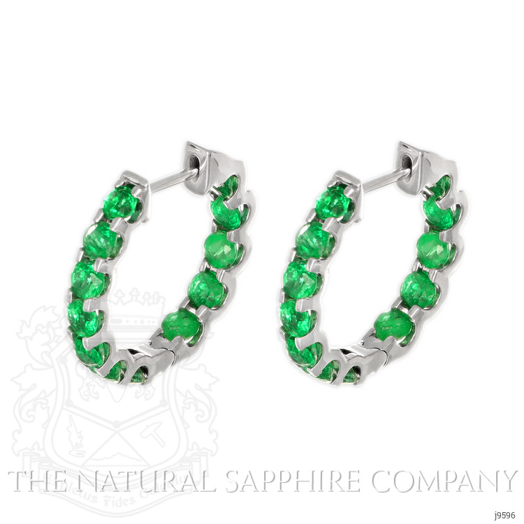 2.68 Ct.Tw. Emerald Hoops Earrings, 14K White Gold