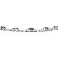 38.78 Ct. Blue Sapphire and Natural Diamond Halo Necklace, 18K White Gold Image