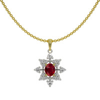 0.30 Ct. Ruby Natural Diamond Accent Stones Pendant, 18K White & Yellow Video