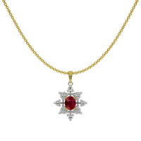 0.30 Ct. Ruby Natural Diamond Accent Stones Pendant, 18K White & Yellow Image