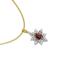 0.30 Ct. Ruby Natural Diamond Accent Stones Pendant, 18K White & Yellow Image