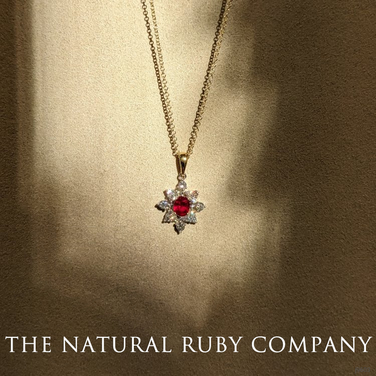0.30 Ct. Ruby Natural Diamond Accent Stones Pendant, 18K White & Yellow