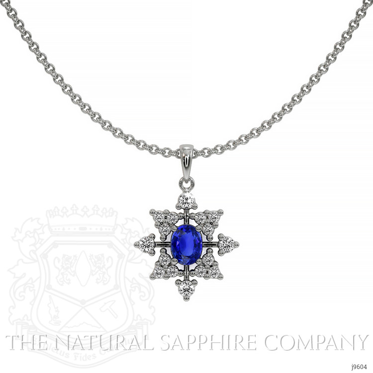 0.43 Ct. Blue Sapphire and Natural Diamond Accent Stones Pendant, 18K White Gold