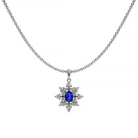 0.43 Ct. Blue Sapphire and Natural Diamond Accent Stones Pendant, 18K White Gold Image