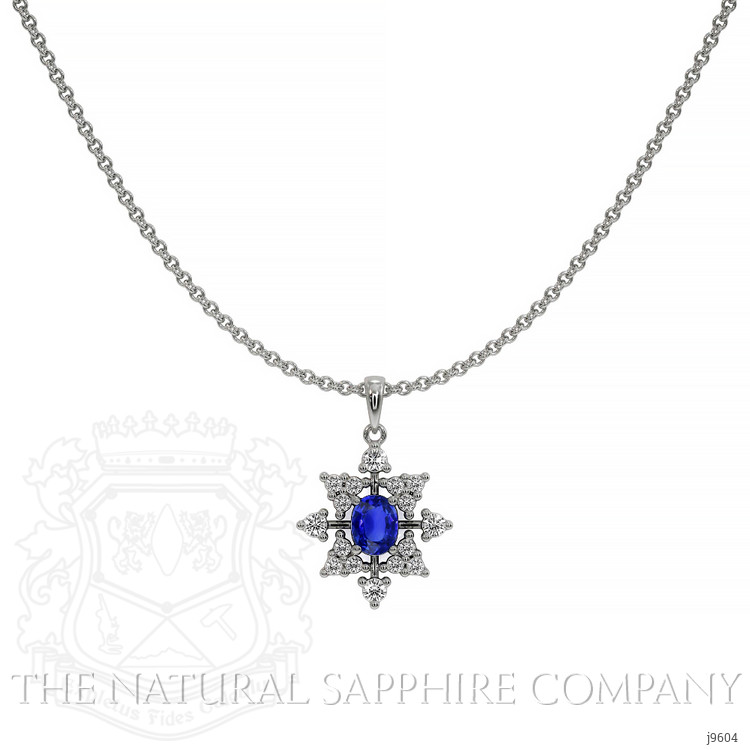 0.43 Ct. Blue Sapphire and Natural Diamond Accent Stones Pendant, 18K White Gold