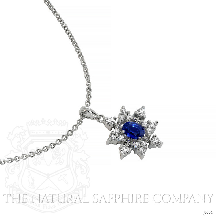 0.43 Ct. Blue Sapphire and Natural Diamond Accent Stones Pendant, 18K White Gold