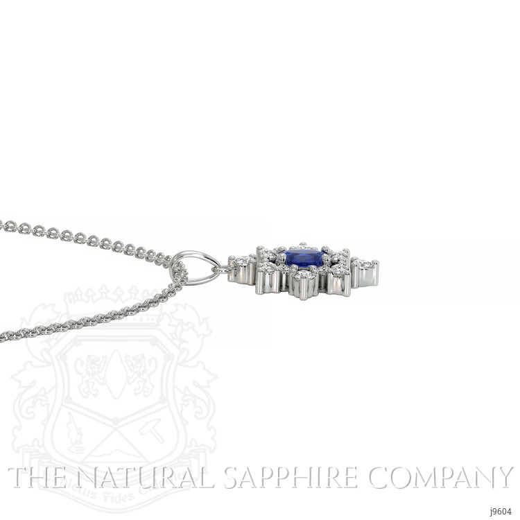 0.43 Ct. Blue Sapphire and Natural Diamond Accent Stones Pendant, 18K White Gold